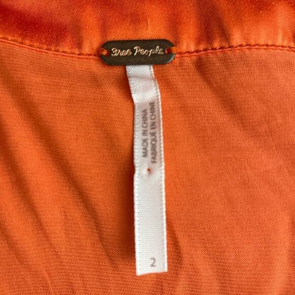 NWOT Free People Orange Midi Skirt Size 2 - Picture 7 of 8